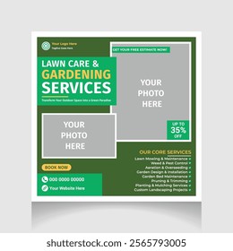 lawn and garden design social media post design template layout