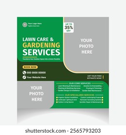 lawn and garden design social media post design template layout