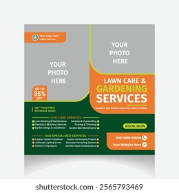 lawn and garden design social media post design template layout