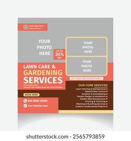 lawn and garden design social media post design template layout