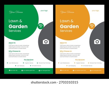 flyer de jardín de césped diseño de Plantilla servicios de jardinería Árbol y cartel de servicio de jardinería 