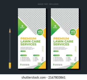 Lawn Garden Or Landscaping Service Rack Card Or Dl Flyer Template Lawn Mower Roll Up Banner Template