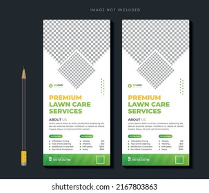 Lawn Garden Or Landscaping Service Rack Card Or Dl Flyer Template Lawn Mower Roll Up Banner Template