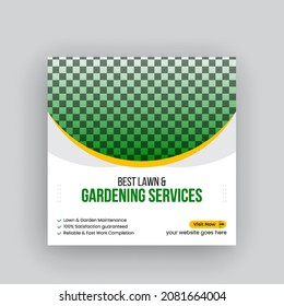 Lawn Garden Or Landscaping Social Media Post And Web Banner Template