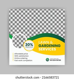 Lawn  Garden Service Social Media Post Banner Template, Plantation And Lawn Mowing, And Gardening Services Banner.