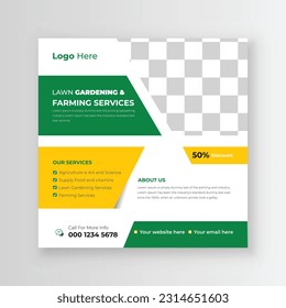 Lawn Gardening and Farming Services Web Banner Design Template