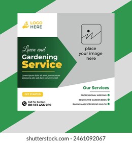 Lawn and gardening maintenance social media post banner template