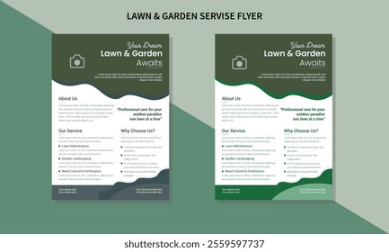 Lawn and gardening service flyer design template. Tree and gardening service poster leaflet design. lawnmower flyer template