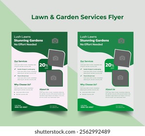 Lawn and gardening service flyer design template. Tree and gardening service poster leaflet design. lawnmower flyer template Agricultural and farming services social media post lawn gardening or web 