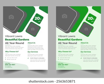 

Lawn and gardening service flyer design template. Tree and gardening service poster leaflet design. lawnmower flyer template Agricultural and farming services social media post lawn gardening design