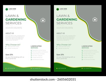 
Lawn and gardening service flyer design template. Tree and gardening service poster leaflet design. lawnmower flyer template.

