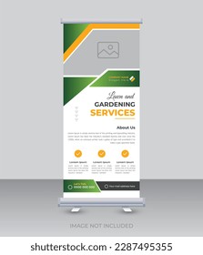 Lawn and gardening service mower promotion rack card or dl flyer design roll up banner template
