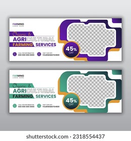 Lawn and gardening service social media post landscape cover web banner template