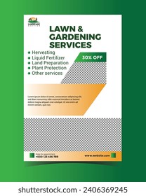 Lawn or gardening service social media post and flyer design template