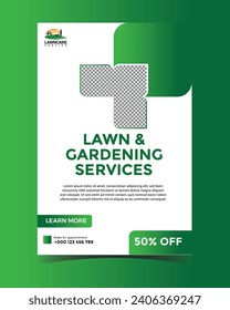 Lawn or gardening service social media post and flyer design template