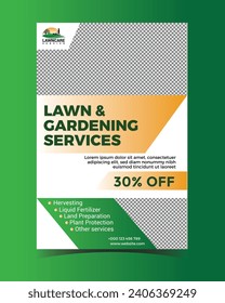 Lawn or gardening service social media post and flyer design template