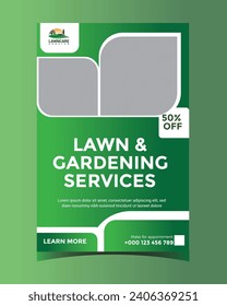 Lawn or gardening service social media post and flyer design template