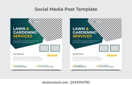 Lawn or gardening service social media post and web banner template. Agro farm services social media post or web banner template. eps