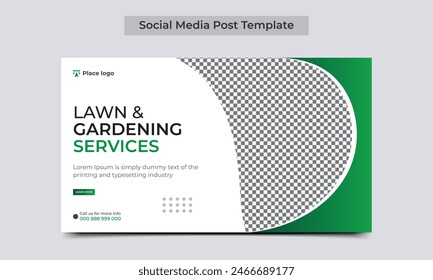 Lawn and Gardening service social media post web banner template. vector illustration..eps
