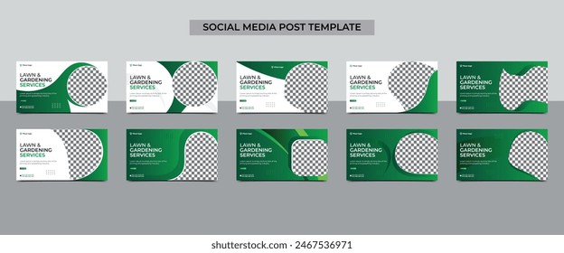 Lawn and gardening service social media post banner bundle template. Agricultural and Landscaping services social media post banner template. vector illustration..eps
