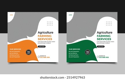 Lawn and Gardening service social media post web banner template.