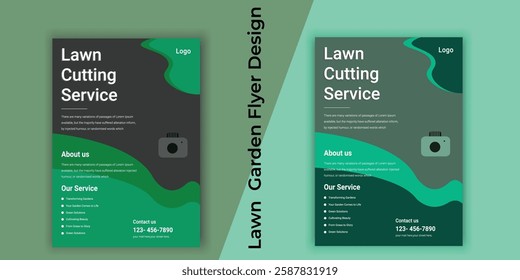 Lawn and gardening service social media post vector. Garden care and lawn mower work promotion template design. Mowing and