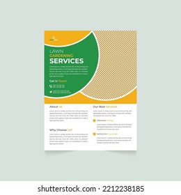 Lawn Gardening Services Flyer Design Template, Landscaping And Gardening Lawn Care Service Flyer, Gardening Services Poster Leaflet Design