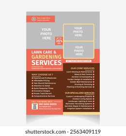  lawn and gardening services Flyer design template