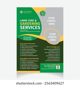  lawn and gardening services Flyer design template