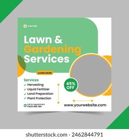 lawn gardening services social media post design template