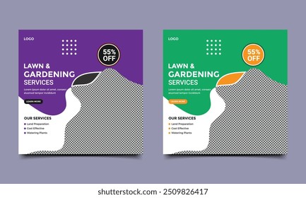 Lawn or gardening services social media post design.