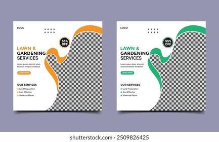 Lawn or gardening services social media post design.