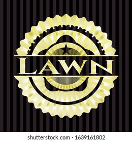 Lawn gold emblem or badge. Vector Illustration. Detailed.