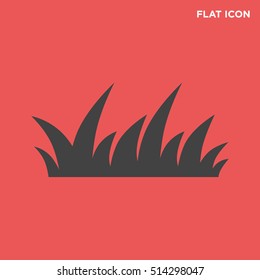 Lawn grass black icon vector red background, isolated 