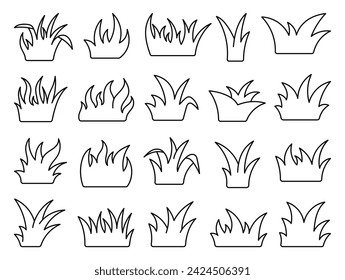 Lawn grass. Coloring Page. Flora, garden plant. Hand drawn style. Vector drawing. Collection of design elements.