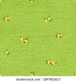 Lawn grass with dandelion seamless in summer,Vector cartoon nature green field texture, Cute meadow, wildflower in spring,Pattern summer grass on ground,Endless wild natural background