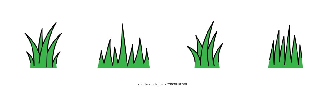 Lawn grass icon set illustration