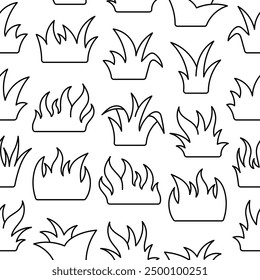 Lawn grass. Seamless pattern. Coloring Page. Flora, garden plant. Hand drawn style. Vector drawing. Design ornaments.