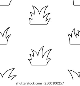 Césped. Patrón sin fisuras. Página para colorear. Flora, planta de jardín. Estilo dibujado a mano. Dibujo de Vector. Diseña adornos.
