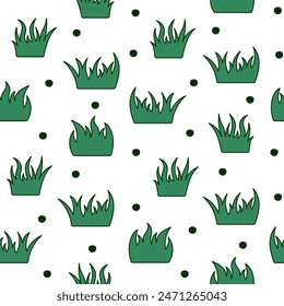 Lawn grass. Seamless pattern. Flora, garden plant. Hand drawn style. Vector drawing. Design ornaments.
