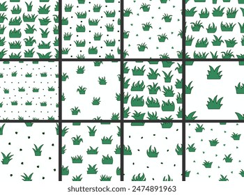 Lawn grass. Seamless pattern. Flora, garden plant. Hand drawn style. Vector drawing. Collection of design ornaments.
