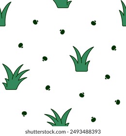 Lawn grass. Seamless pattern. Flora, garden plant. Hand drawn style. Vector drawing. Design ornaments.