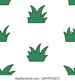 Lawn grass. Seamless pattern. Flora, garden plant. Hand drawn style. Vector drawing. Design ornaments.