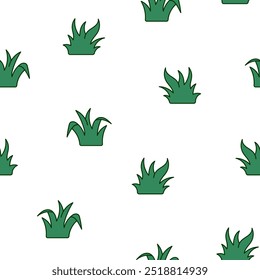 Rasengras. Nahtloses Muster. Flora, Gartenpflanze. Handgezeichneter Stil. Vektorgrafik. Gestalten Sie Ornamente.