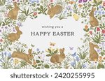 Lawn. Greeting Card. Vintage vector illustration. Happy easter