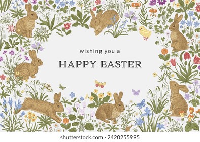 Lawn. Greeting Card. Vintage vector illustration. Happy easter