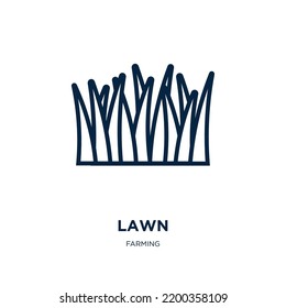 Lawn Icon From Farming Collection. Thin Linear Lawn, Ecology, Nature Outline Icon Isolated On White Background. Line Vector Lawn Sign, Symbol For Web And Mobile