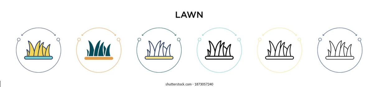 Lawn icon in filled, thin line, outline and stroke style. Vector illustration of two colored and black lawn vector icons designs can be used for mobile, ui, web