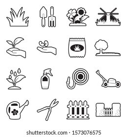 Lawn Icons. Line With Fill Design. Vector Illustration.