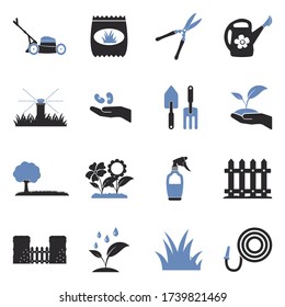 Lawn Icons. Two Tone Flat Design. Vector Illustration.